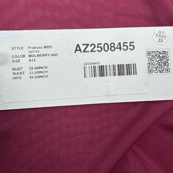 Azazie Maura Mulberry Pantsuit Sequins Chiffon 3- Piece Special Occasion SZ 12 - Picture 13 of 16